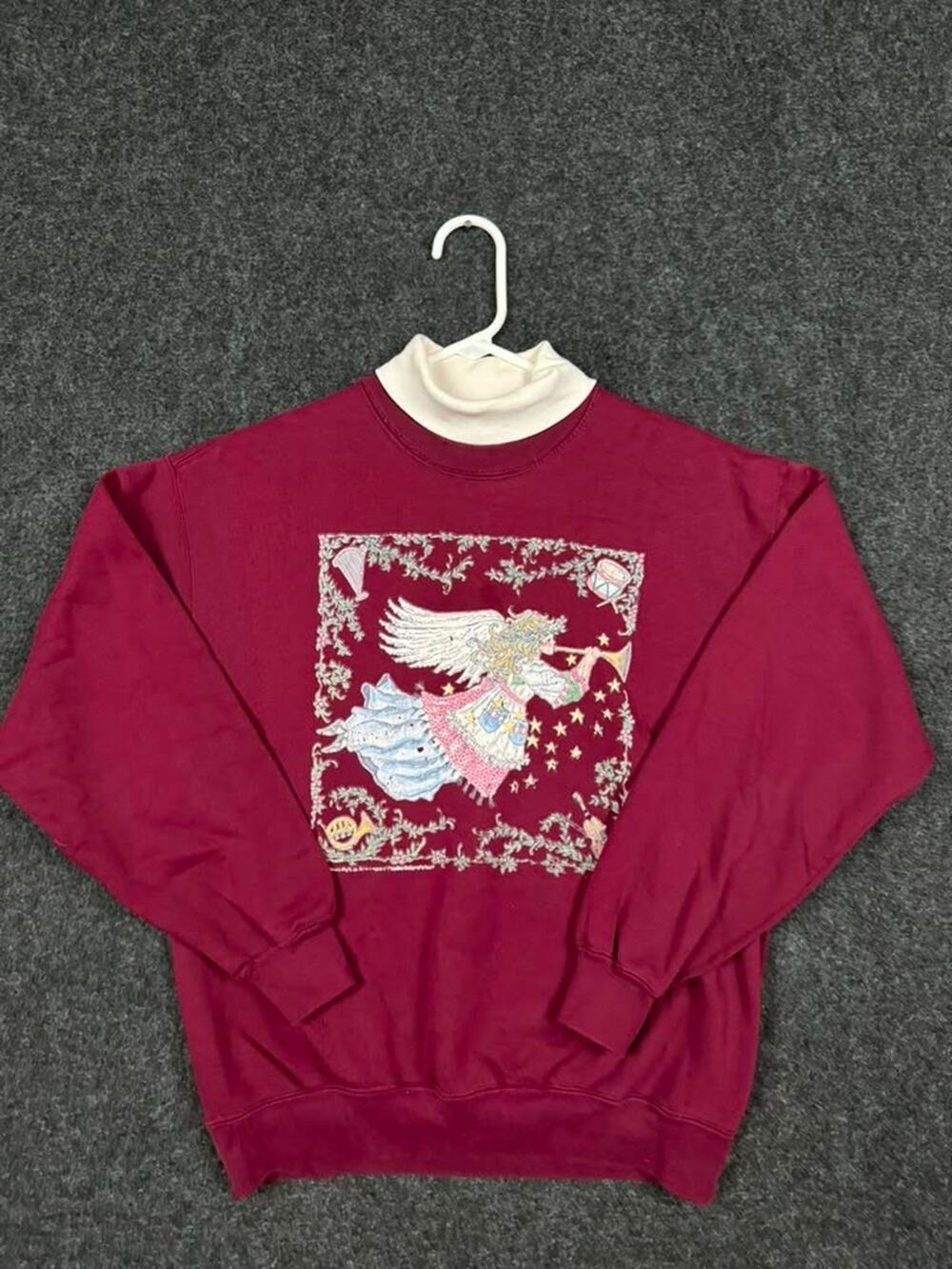 Vintage Maine Classics Women's M Angel Christmas Mock Neck Sweatshirt USA